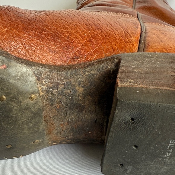 Vintage Lucchese Brown Leather Cowboy Boots - Picture 10 of 13